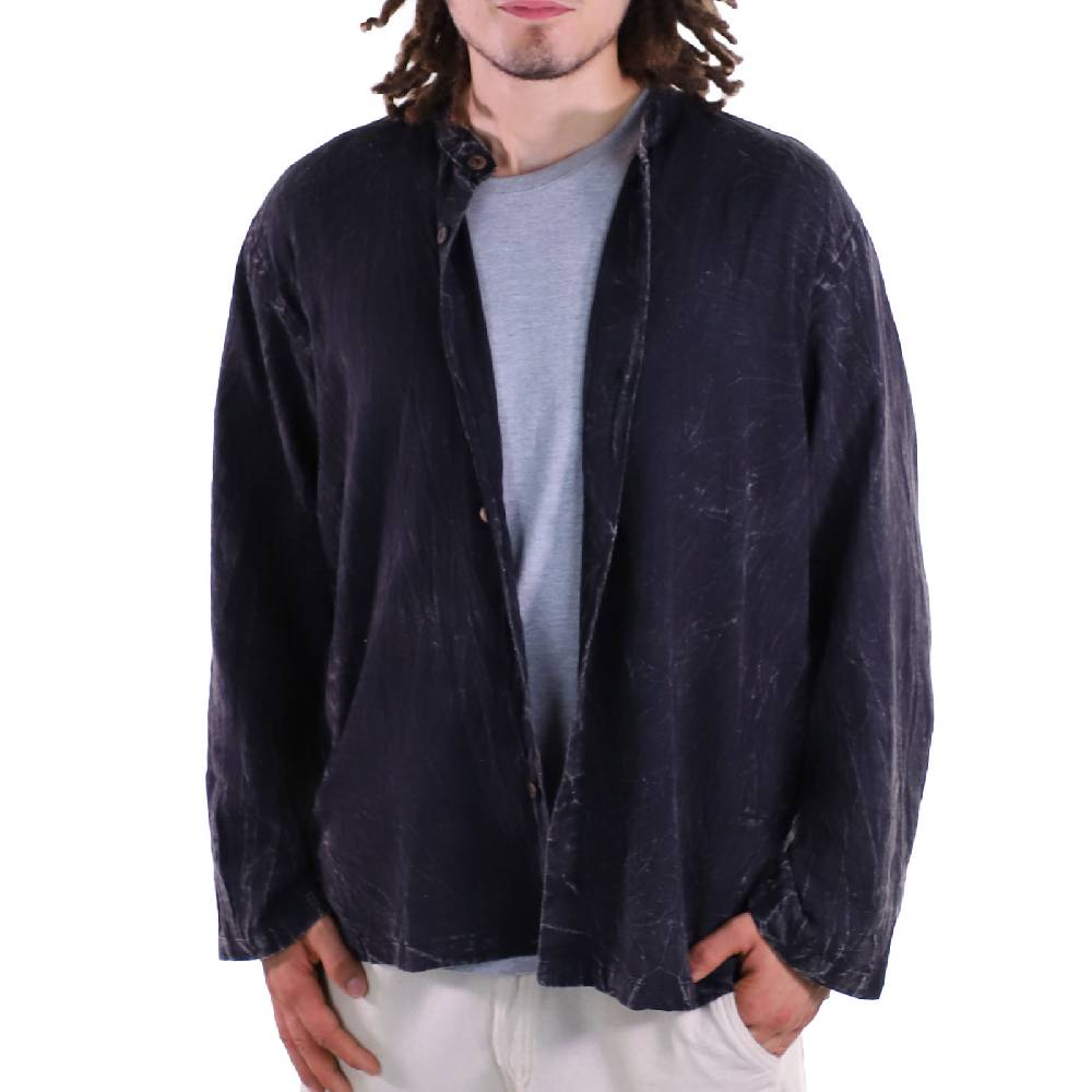 Kunst Und Magie KUNST UND MAGIE Herren Hemd stonewashed Fischerhemd Freizeithemd Blitzangebot