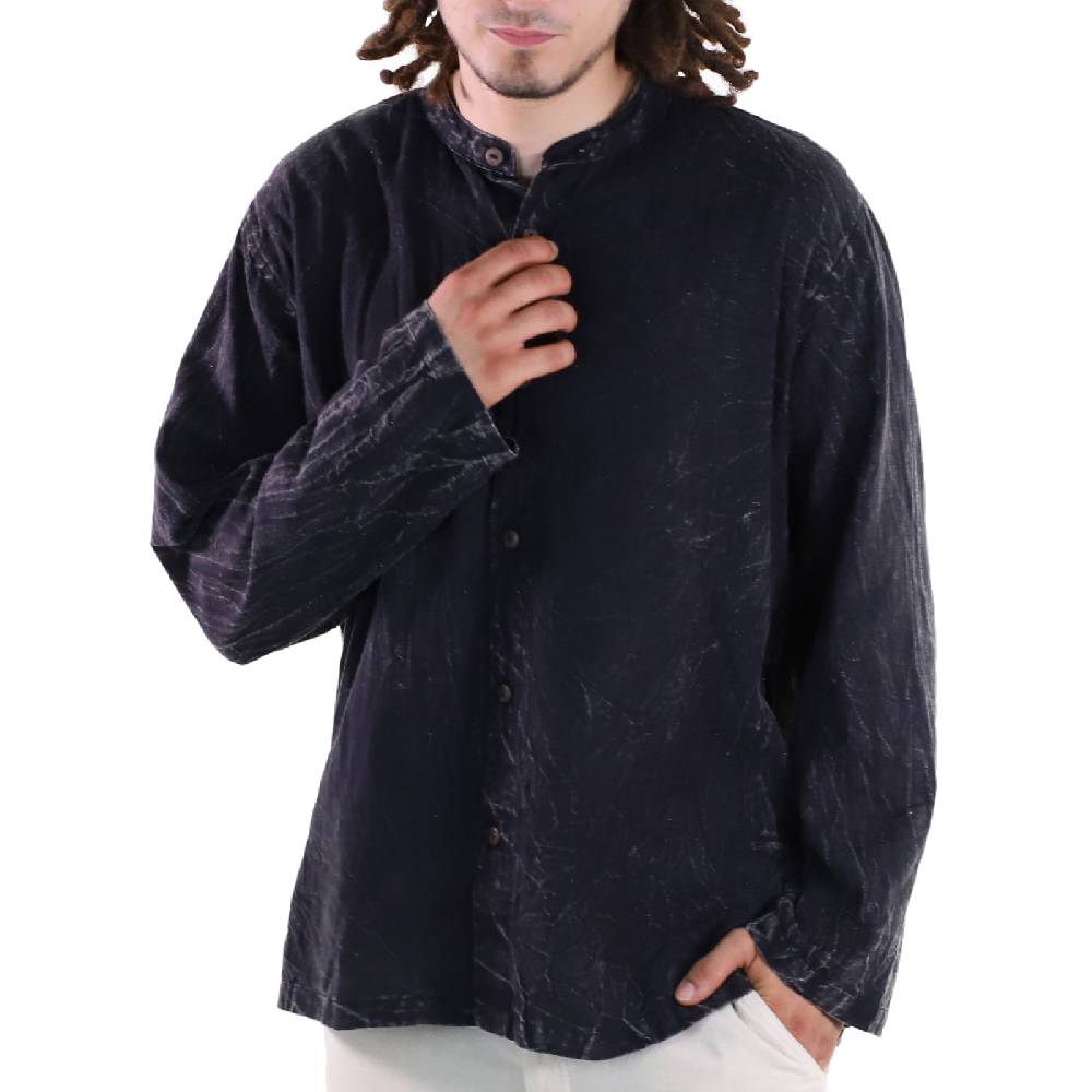 Kunst Und Magie KUNST UND MAGIE Herren Hemd stonewashed Fischerhemd Freizeithemd Blitzangebot