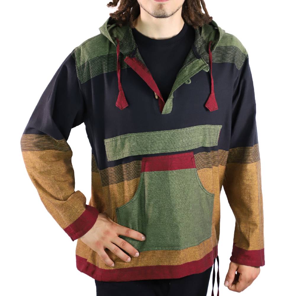 Kunst Und Magie KUNST UND MAGIE Herren bunt alternativ Hoodie Fischerhemd Kapuze Kängurutasche Neuheiten