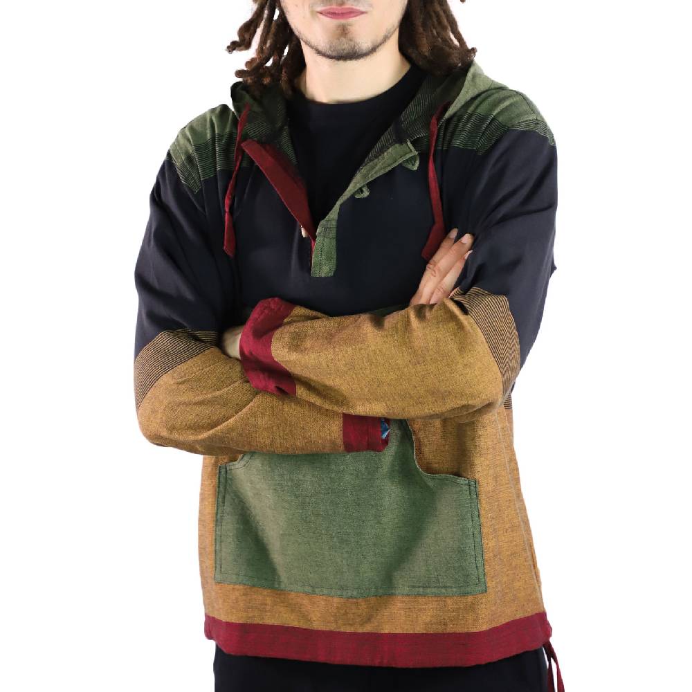 Kunst Und Magie KUNST UND MAGIE Herren bunt alternativ Hoodie Fischerhemd Kapuze Kängurutasche Neuheiten