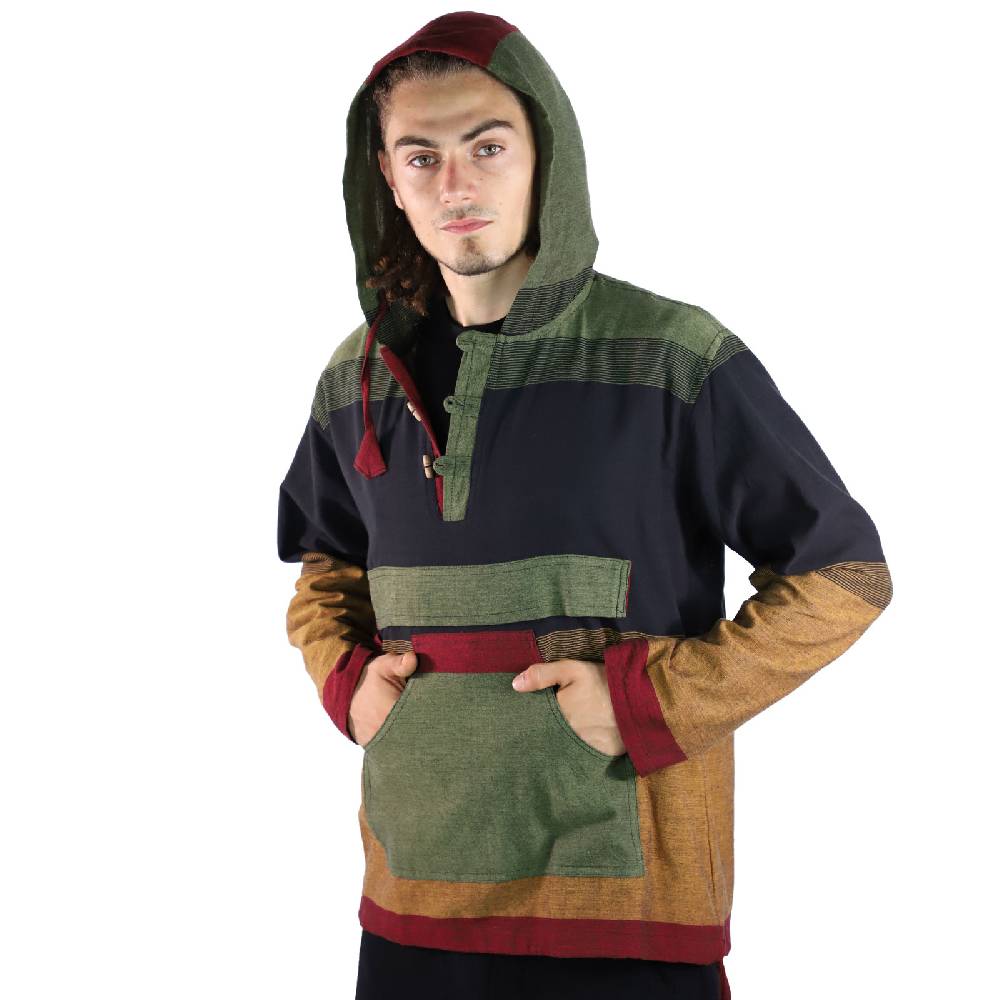 Kunst Und Magie KUNST UND MAGIE Herren bunt alternativ Hoodie Fischerhemd Kapuze Kängurutasche Neuheiten