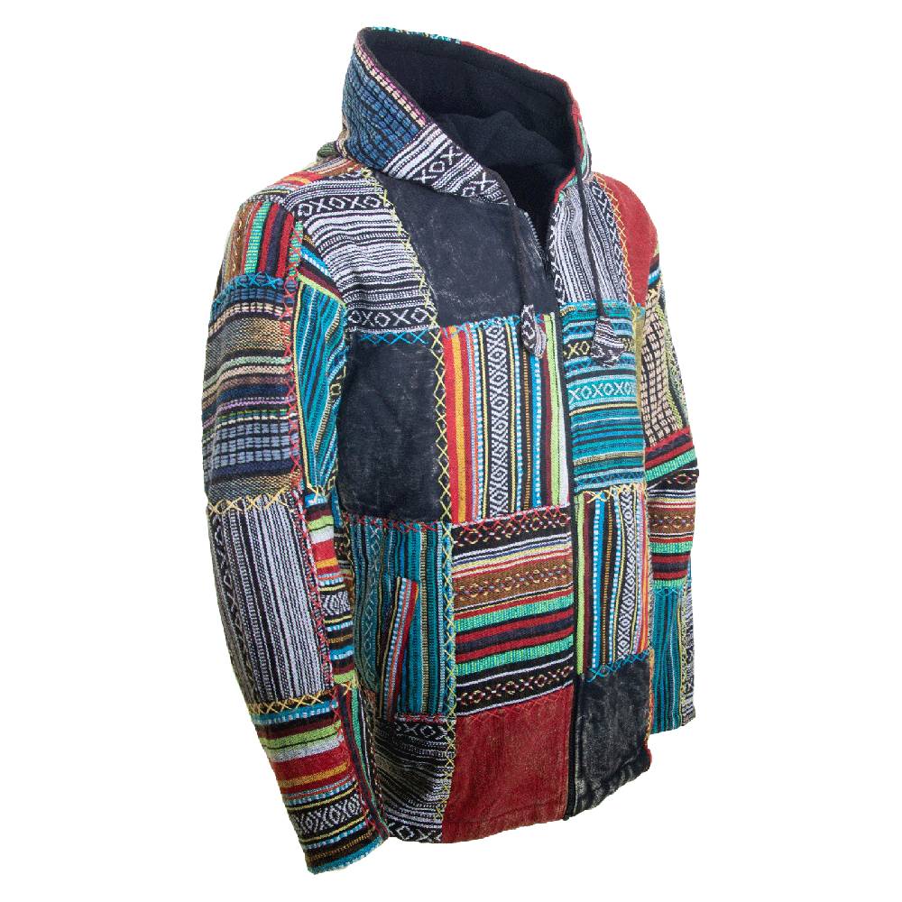 Kunst Und Magie KUNST UND MAGIE Baja Jerga Unisex Patchwork Hoodie mit Kapuze alternative Jacke Saisonale Angebote