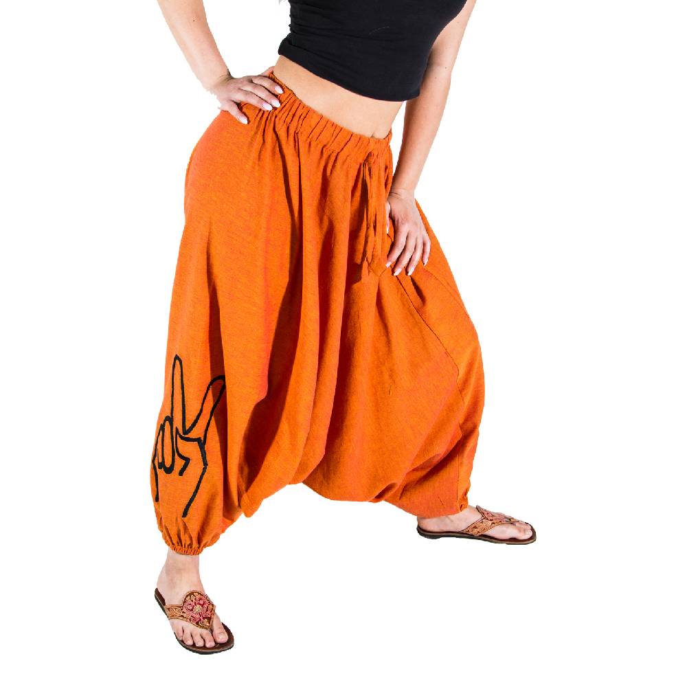 Kunst Und Magie Kunst und Magie Damen Goa Haremshose mit Peace Finger Symbol Sonderangebote