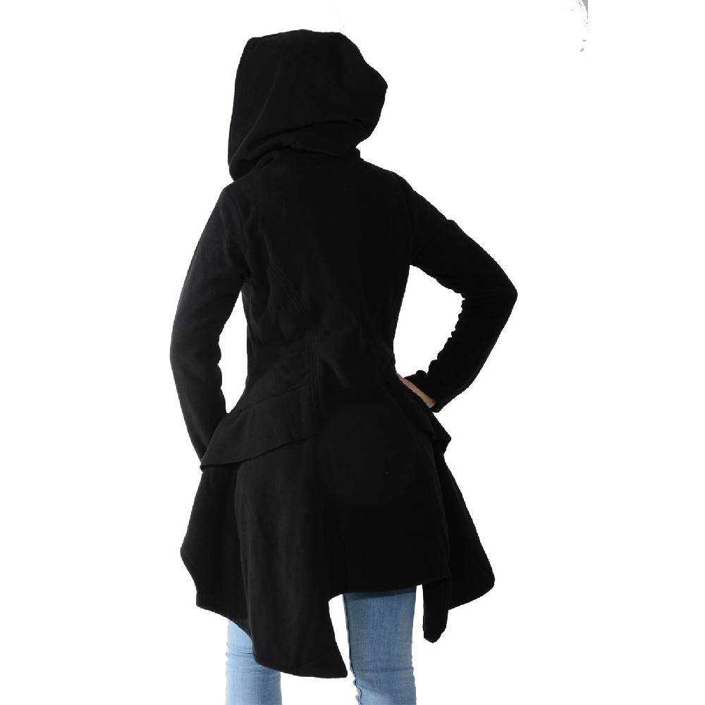 Kunst Und Magie Kunst und Magie Damenmantel aus Fleece mit Kapuze Boho Gehrock Jacke Fleecejacke Kostenlose Rückgabe