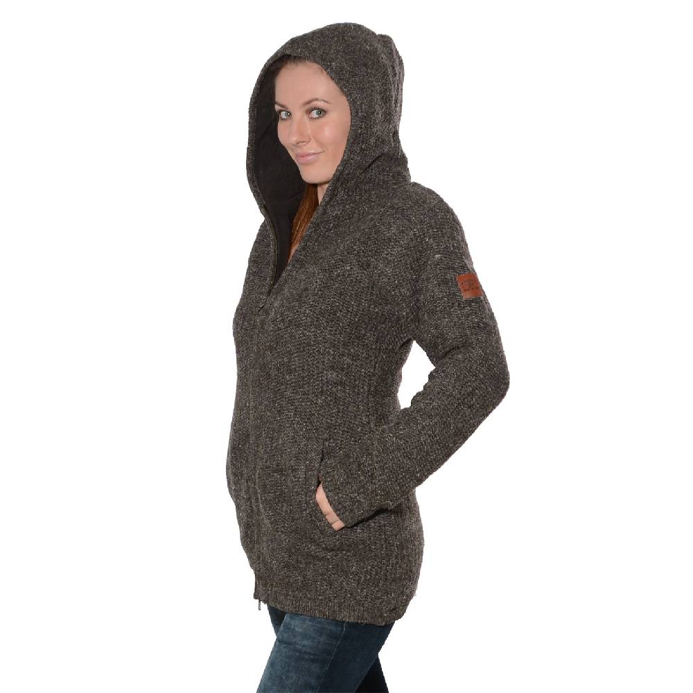 Kunst Und Magie Klassische Damen Strickjacke Wolle Jacke mit Fleecefutter und Kapuze von Kunst und Magie Neueste Stile
