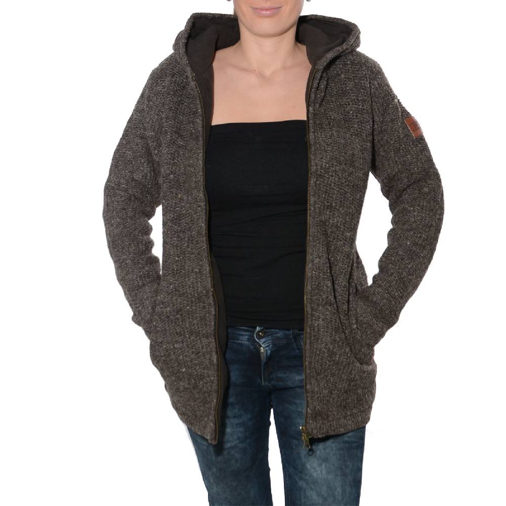 Kunst Und Magie Klassische Damen Strickjacke Wolle Jacke mit Fleecefutter und Kapuze von Kunst und Magie Neueste Stile