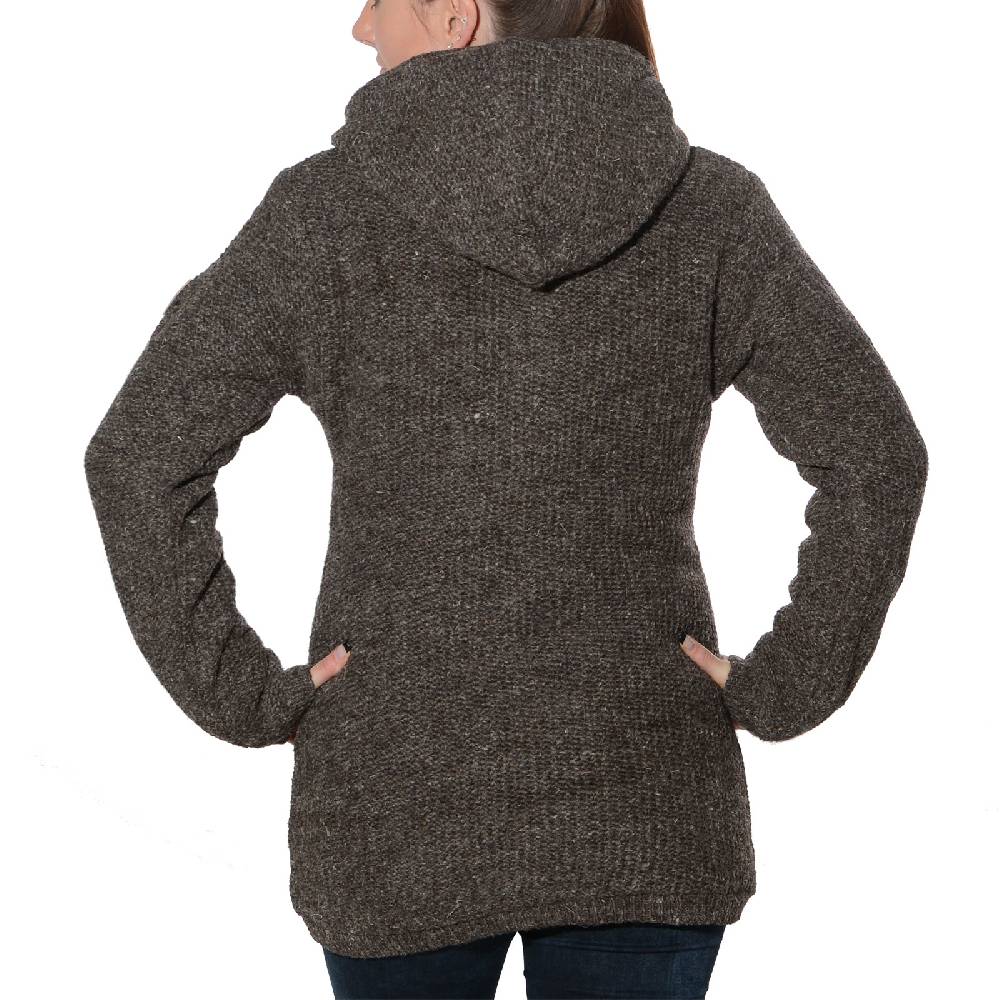 Kunst Und Magie Klassische Damen Strickjacke Wolle Jacke mit Fleecefutter und Kapuze von Kunst und Magie Neueste Stile