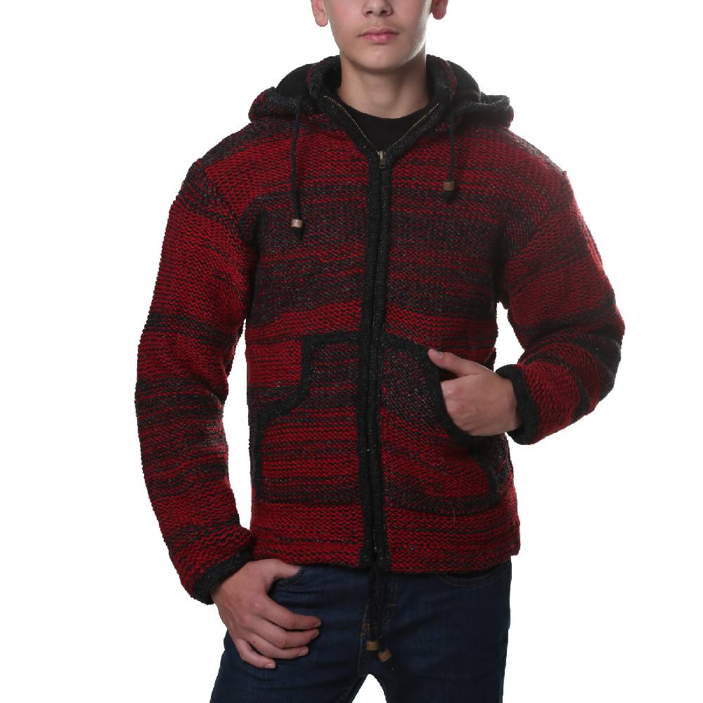 Kunst Und Magie Kunst und Magie Herren Strickjacke Fleecefutter Schurwolle abnehmbare Kapuze Vierteljährliche Förderung
