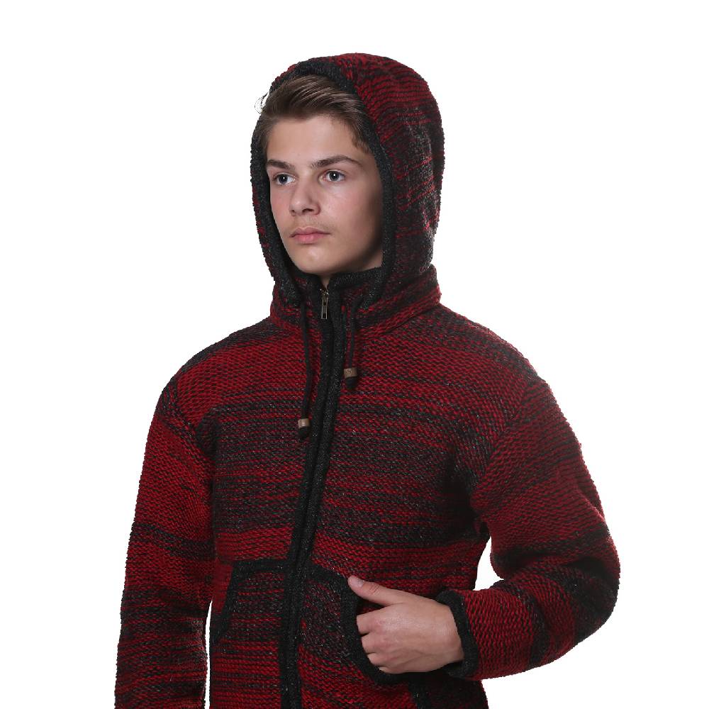 Kunst Und Magie Kunst und Magie Herren Strickjacke Fleecefutter Schurwolle abnehmbare Kapuze Vierteljährliche Förderung