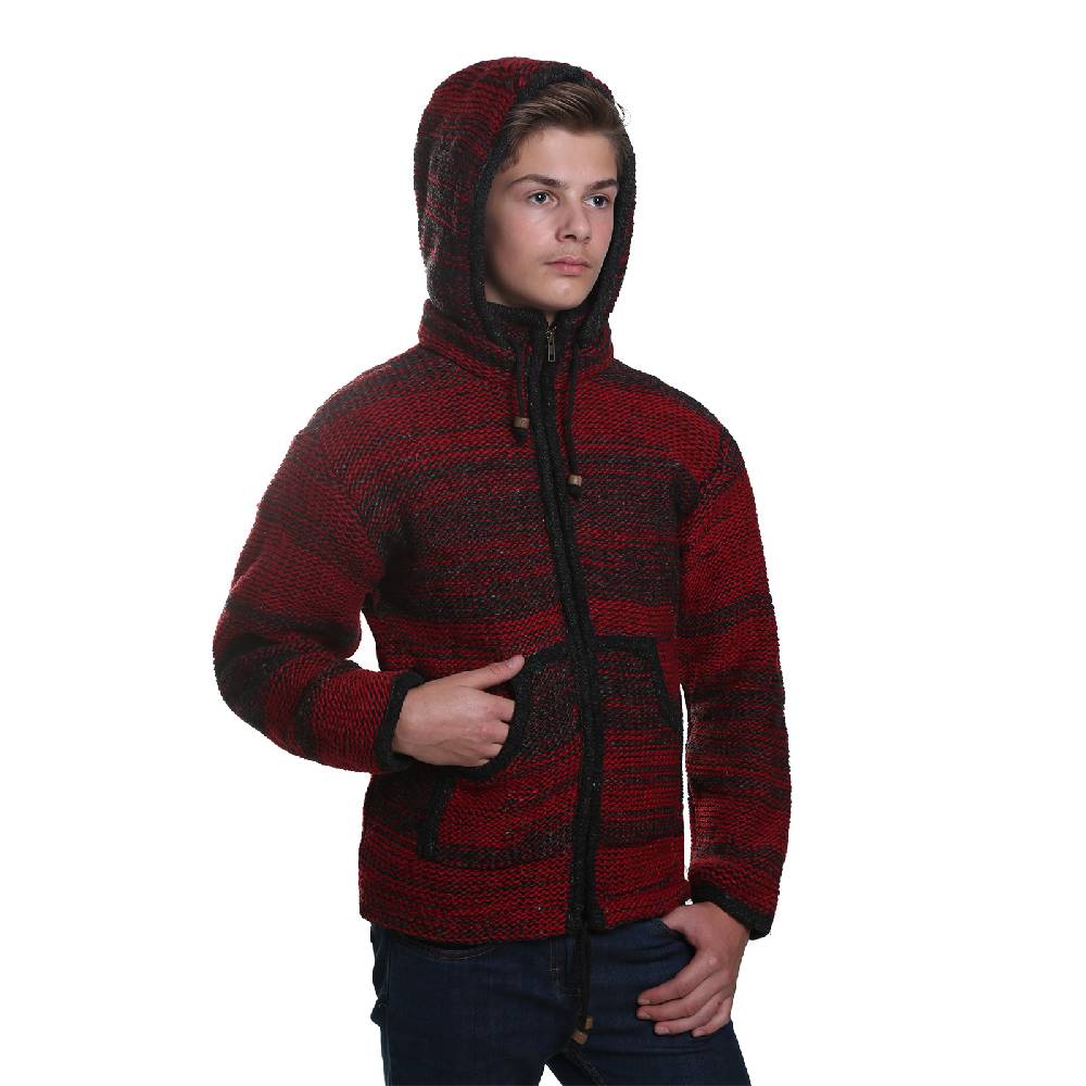 Kunst Und Magie Kunst und Magie Herren Strickjacke Fleecefutter Schurwolle abnehmbare Kapuze Vierteljährliche Förderung