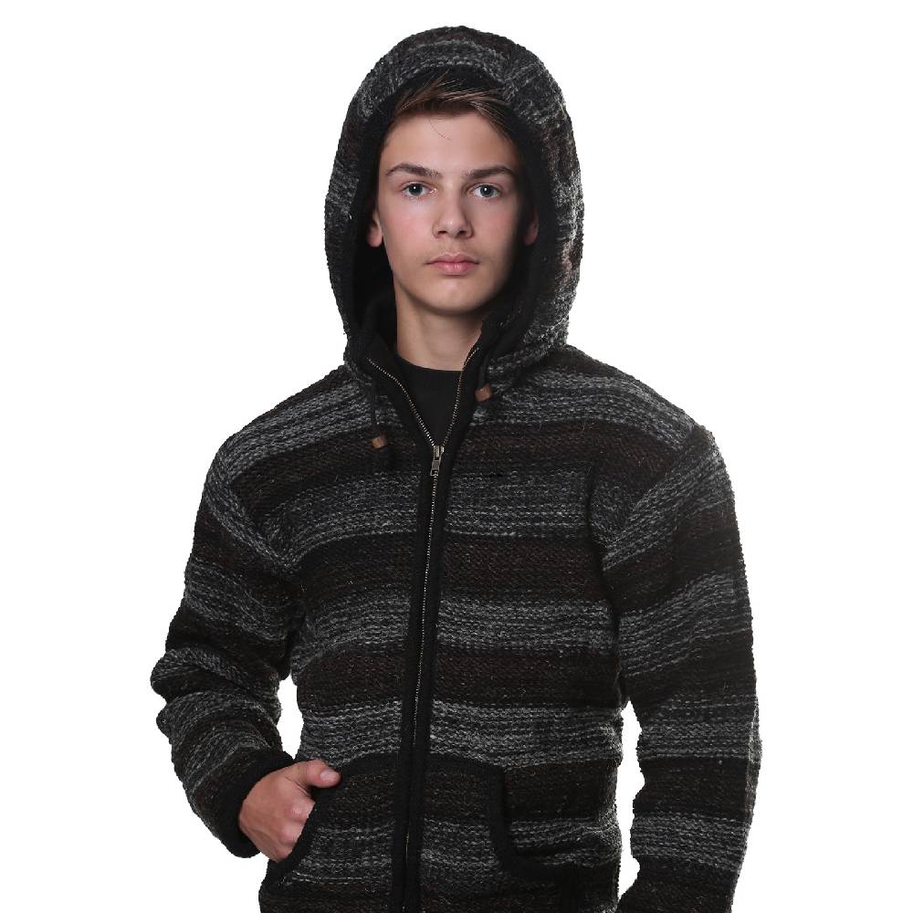 Kunst Und Magie Kunst und Magie Herren Strickjacke Wolljacke mit Fleecefutter aus Schurwolle mit abnehmbarer Kapuze Bis zu 55% Rabatt