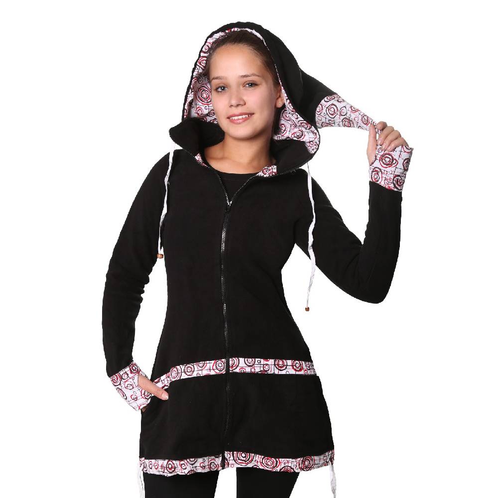 Kunst Und Magie Kunst und Magie kurzer Damenmantel aus Fleece mit abnehmbarer Zipfelkapuze Fairy Discount Store für neue Produkte
