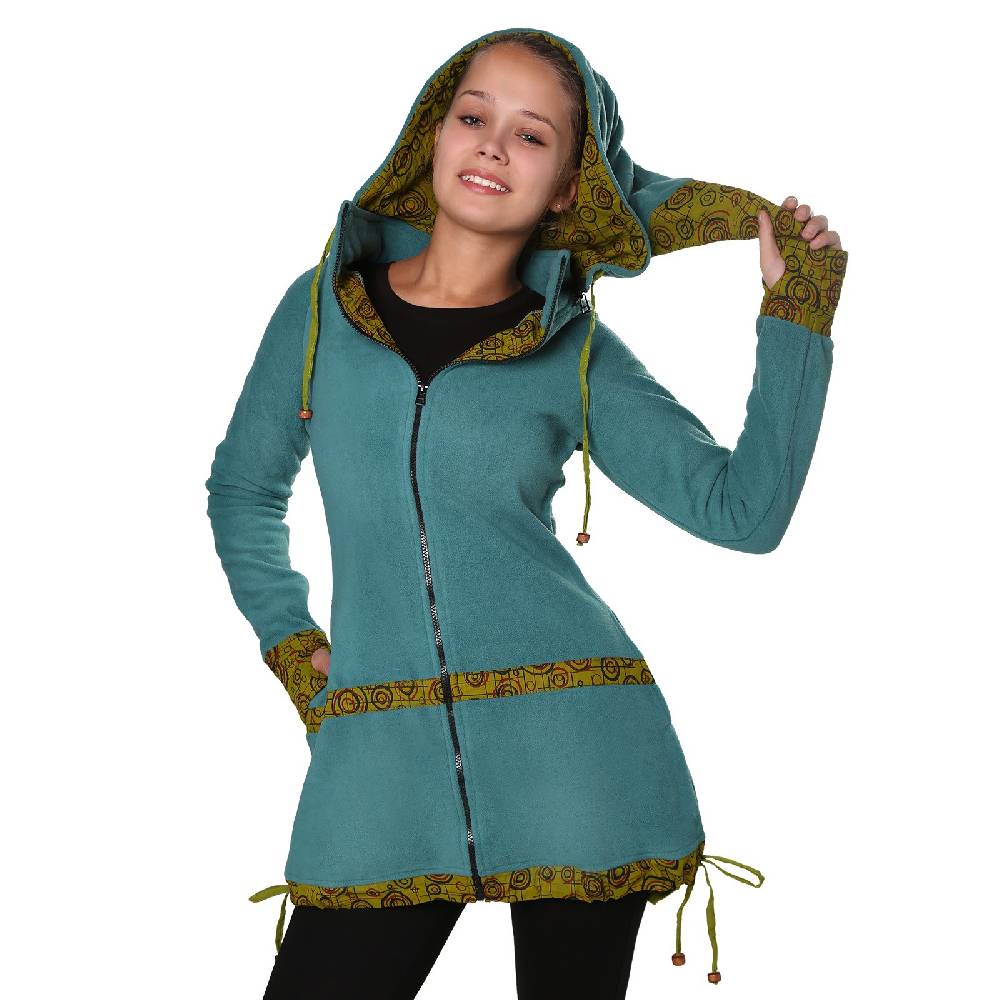 Kunst Und Magie Kunst und Magie kurzer Damenmantel aus Fleece mit abnehmbarer Zipfelkapuze Fairy Discount Store für neue Produkte