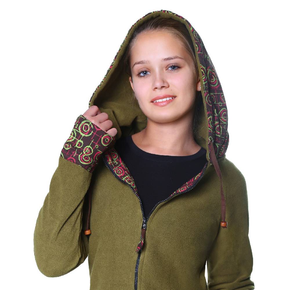Kunst Und Magie Kunst und Magie kurzer Damenmantel aus Fleece mit Kapuze Nur noch ein Tag übrig