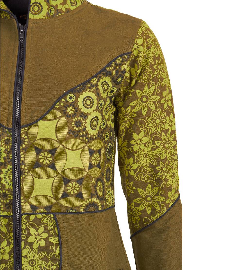 Kunst Und Magie Kunst und Magie Damenmantel mit Kapuze Blumenmuster Jacke Baumwolle Boho Outlet