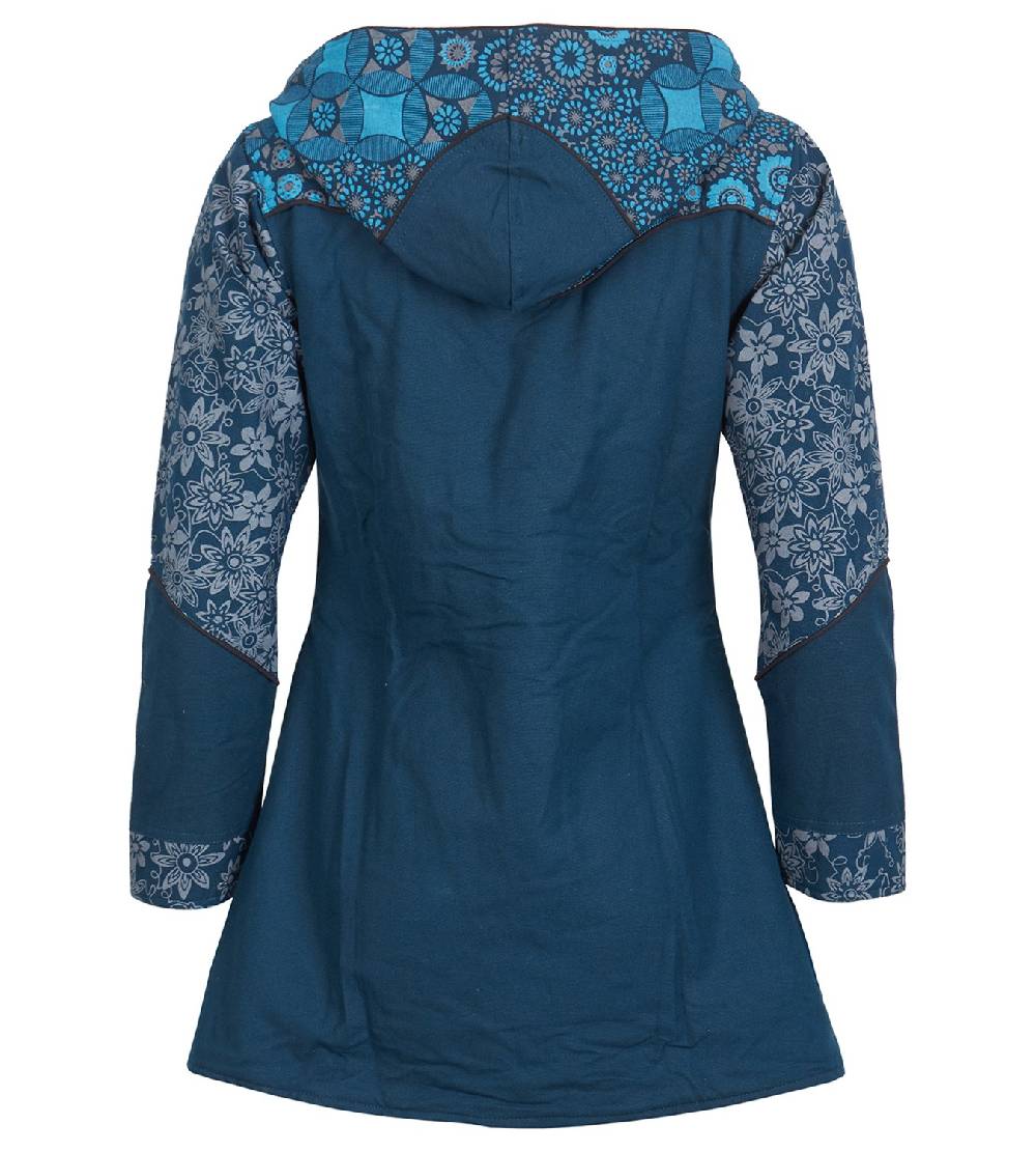 Kunst Und Magie Kunst und Magie Damenmantel mit Kapuze Blumenmuster Jacke Baumwolle Boho Outlet