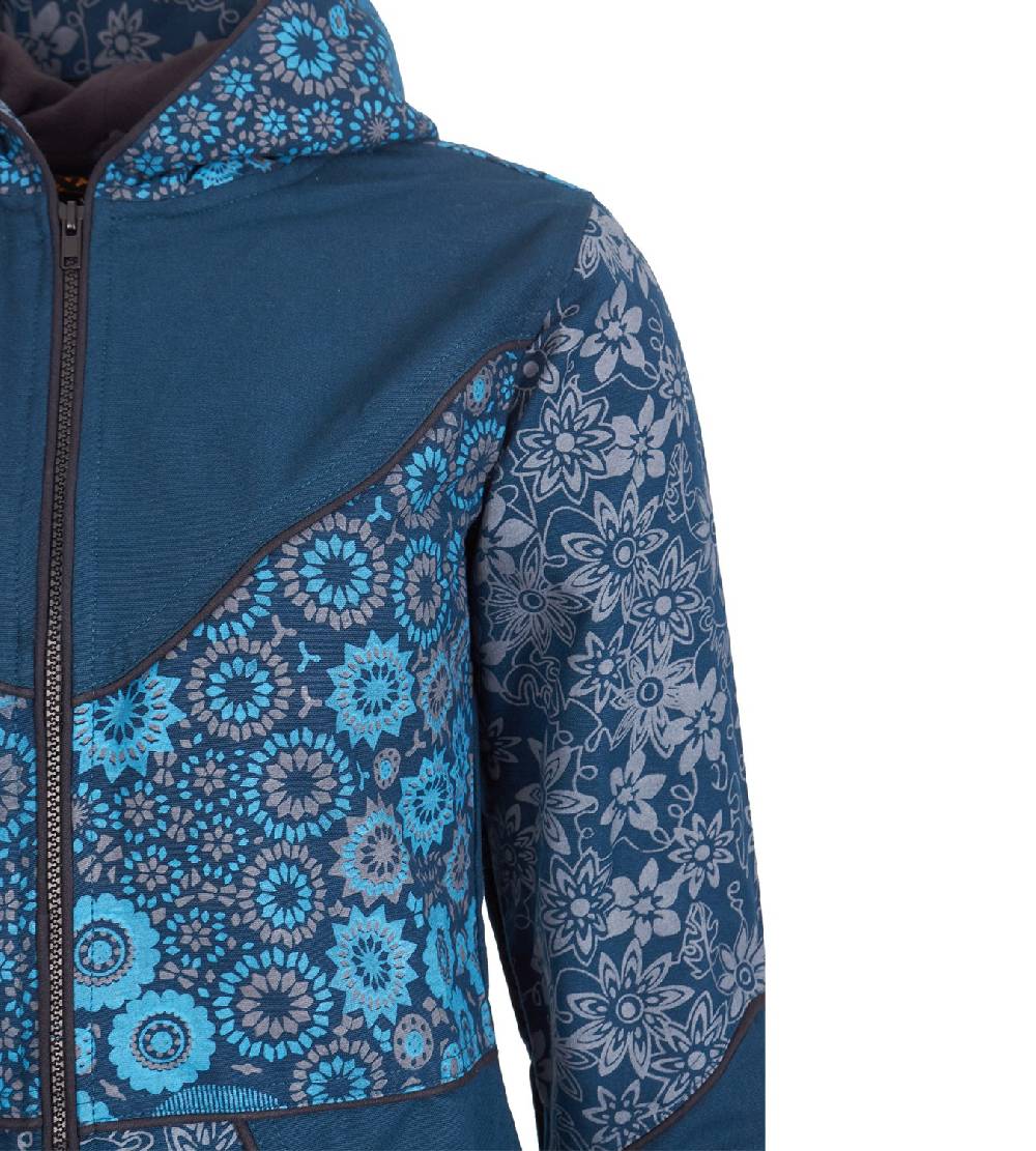 Kunst Und Magie Kunst und Magie Damenmantel mit Kapuze Blumenmuster Jacke Baumwolle Boho Outlet