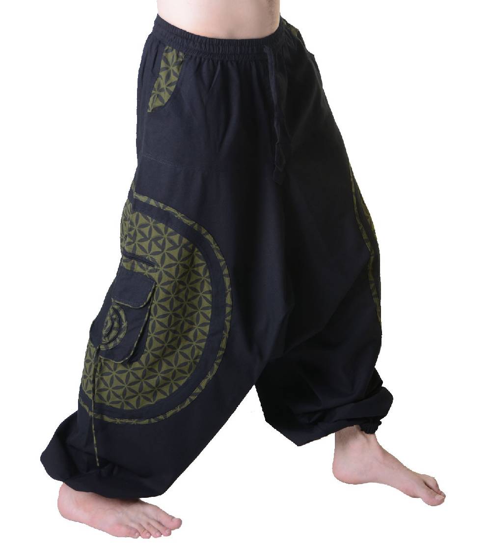 Kunst Und Magie Kunst und Magie Trendige Haremshose bunte Muster Goa Hippie Hose Blume des Lebens Auslauf