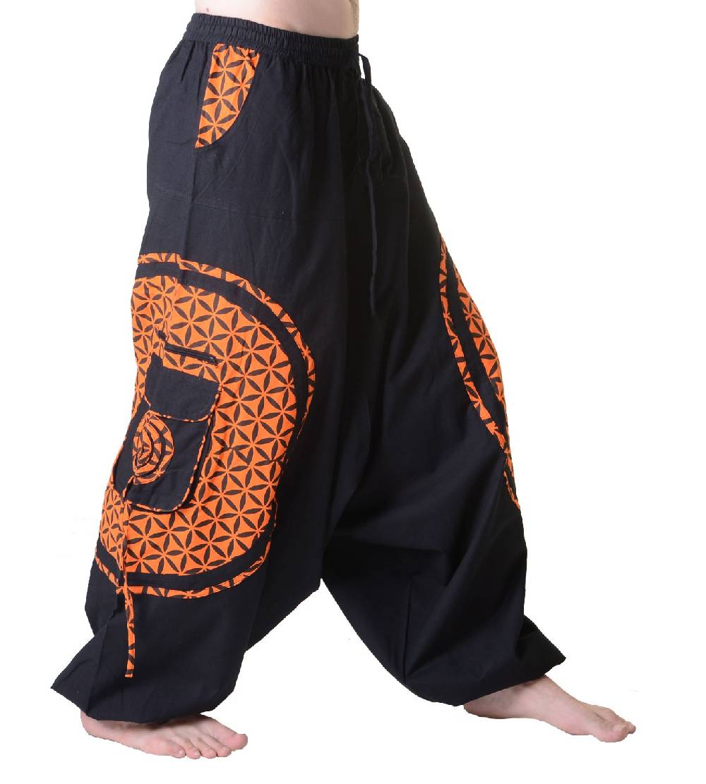 Kunst Und Magie Kunst und Magie Trendige Haremshose bunte Muster Goa Hippie Hose Blume des Lebens Auslauf