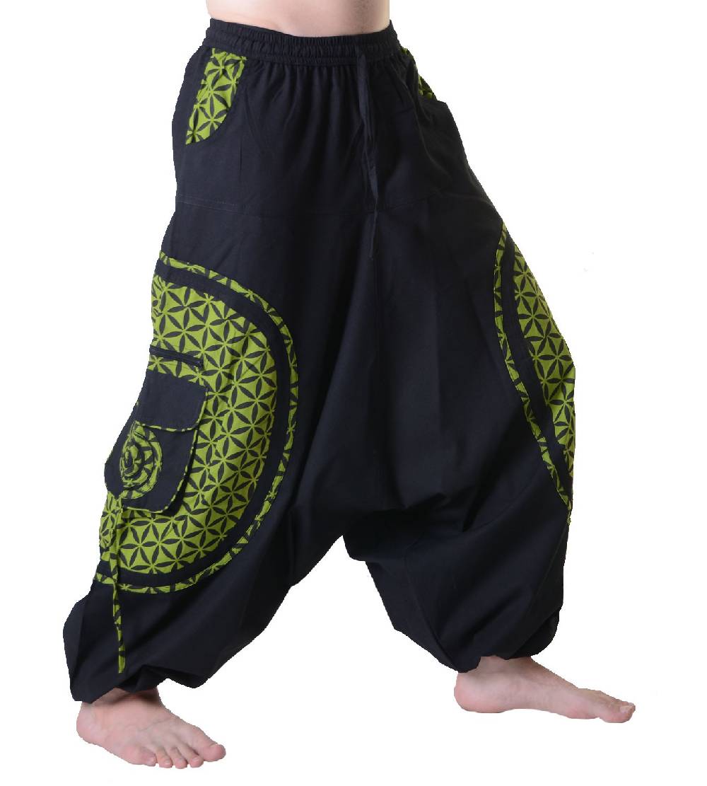 Kunst Und Magie Kunst und Magie Trendige Haremshose bunte Muster Goa Hippie Hose Blume des Lebens Auslauf