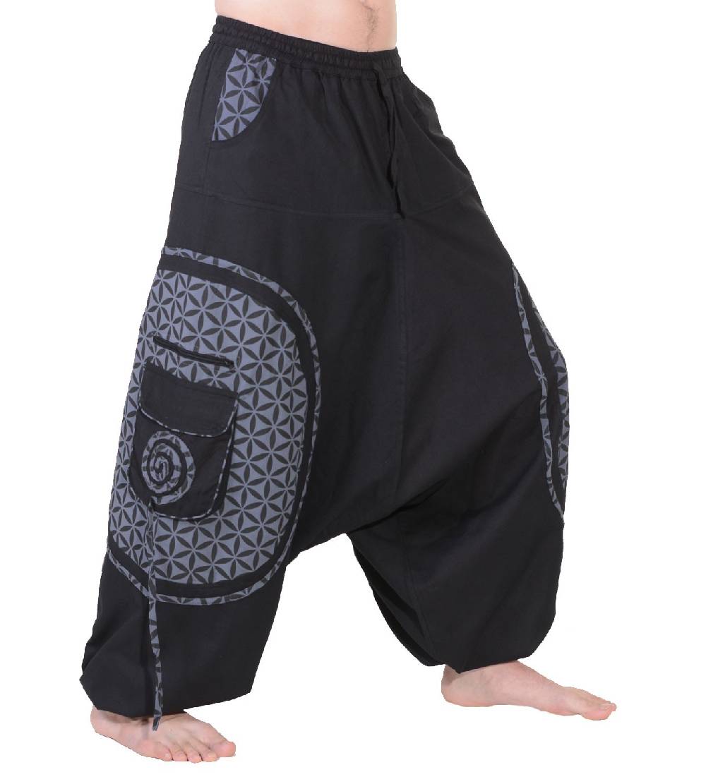 Kunst Und Magie Kunst und Magie Trendige Haremshose bunte Muster Goa Hippie Hose Blume des Lebens Auslauf