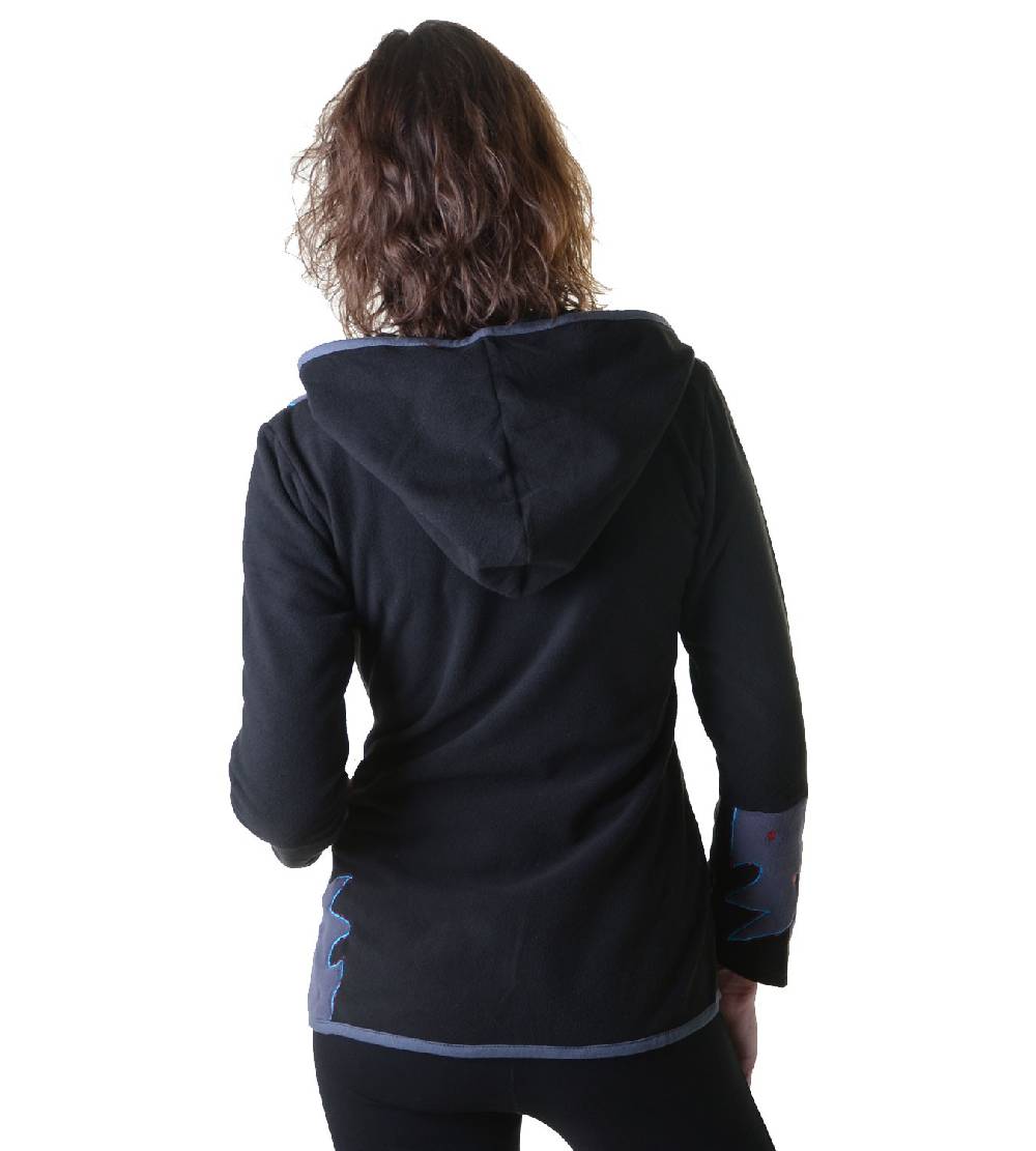 Kunst Und Magie Damen Hippie Fleecejacke "The Tree" mit Kapuze und bunten Herbst-Mustern im Angebot