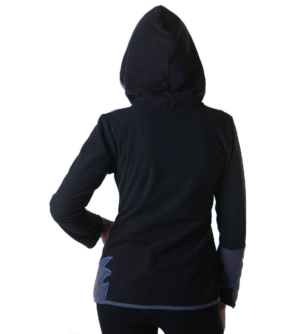 Kunst Und Magie Damen Hippie Fleecejacke "The Tree" mit Kapuze und bunten Herbst-Mustern im Angebot