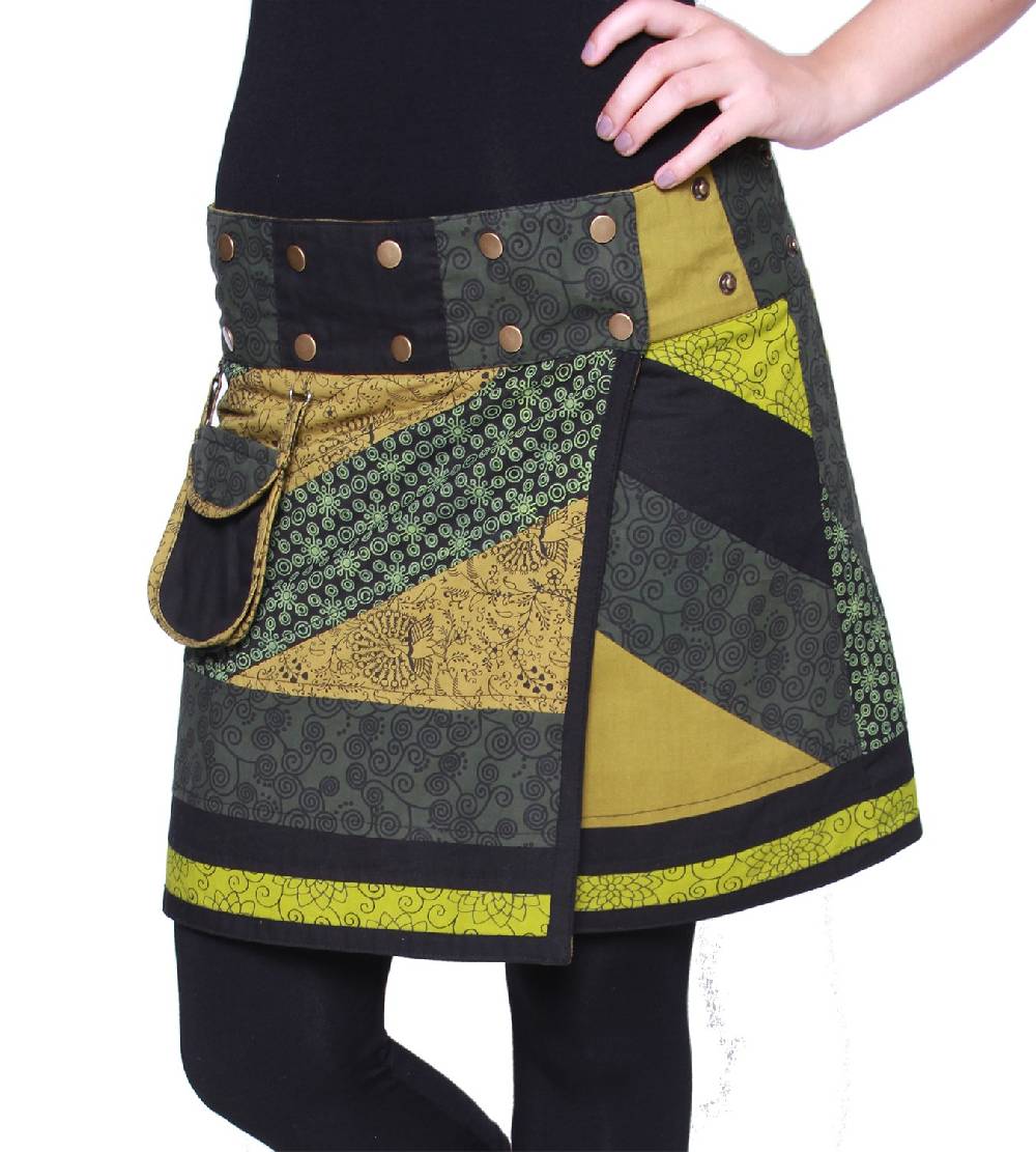 Kunst Und Magie Wunderschöner sommerlicher Wickelrock Minirock Cacheur mit kleiner Tasche ideal für das nächste Festival Goa Hippie Rock Fabrikverkauf