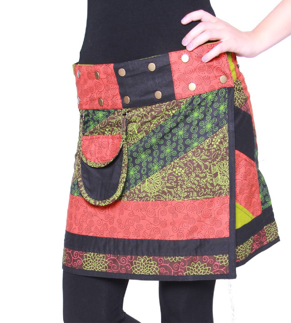 Kunst Und Magie Wunderschöner sommerlicher Wickelrock Minirock Cacheur mit kleiner Tasche ideal für das nächste Festival Goa Hippie Rock Fabrikverkauf