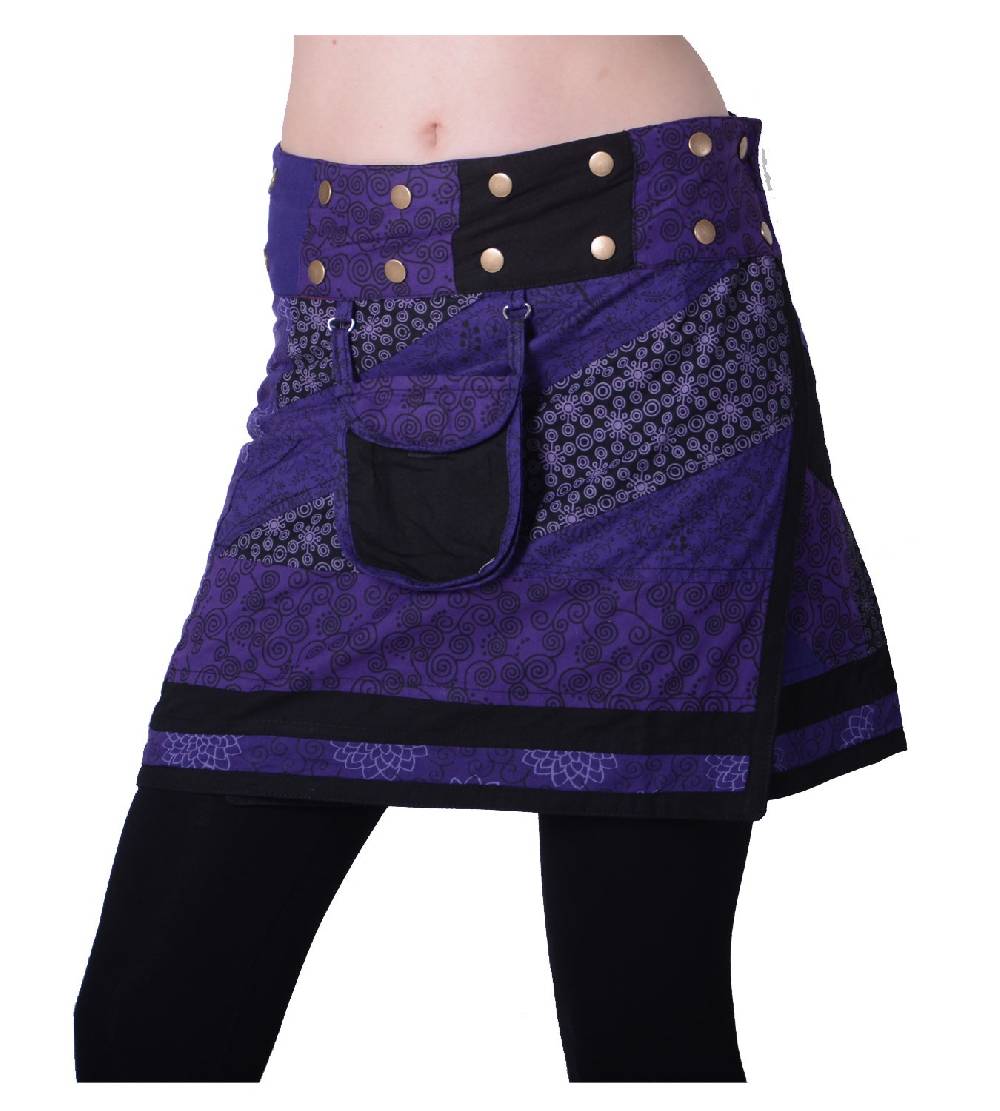 Kunst Und Magie Wunderschöner sommerlicher Wickelrock Minirock Cacheur mit kleiner Tasche ideal für das nächste Festival Goa Hippie Rock Fabrikverkauf