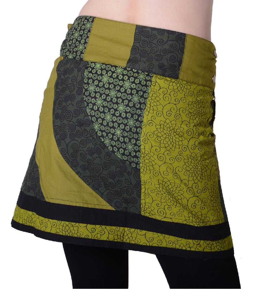 Kunst Und Magie Wunderschöner sommerlicher Wickelrock Minirock Cacheur mit kleiner Tasche ideal für das nächste Festival Goa Hippie Rock Fabrikverkauf