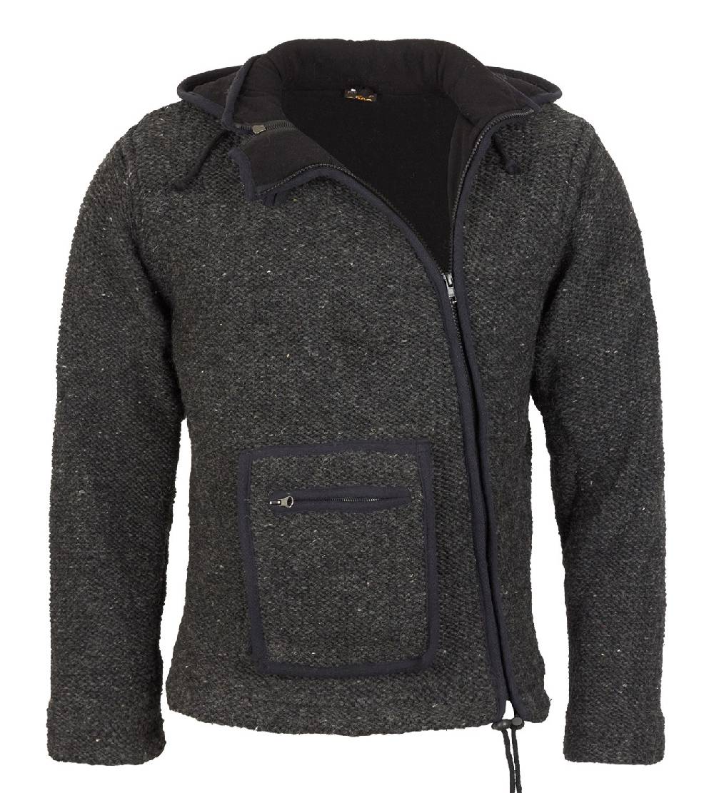 Kunst Und Magie Baja Herren-Strickjacke mit Fleecefutter und Zipfelkapuze Poncho Goa Hippie Begrenztes Angebot