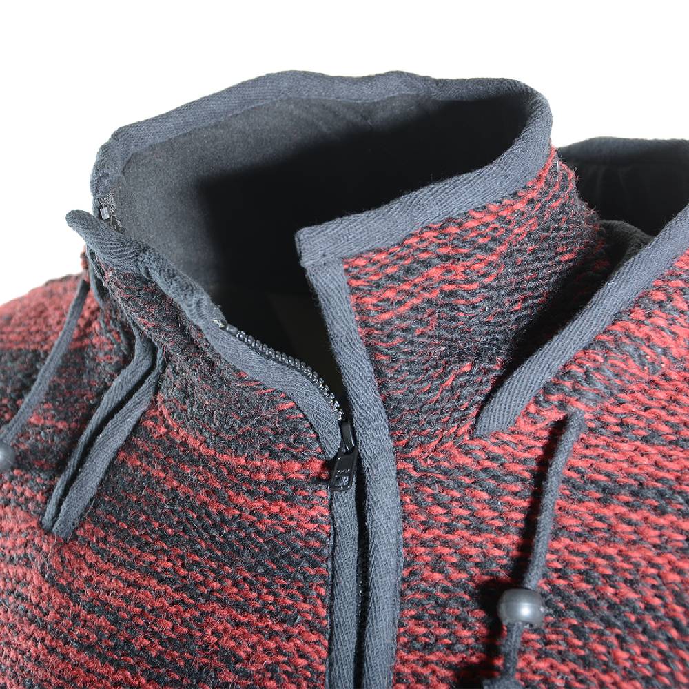 Kunst Und Magie Damen Wolljacke Hippie Goa Strickjacke mit Fleecefutter und Kapuze Schwarz/Rot Cyber Monday