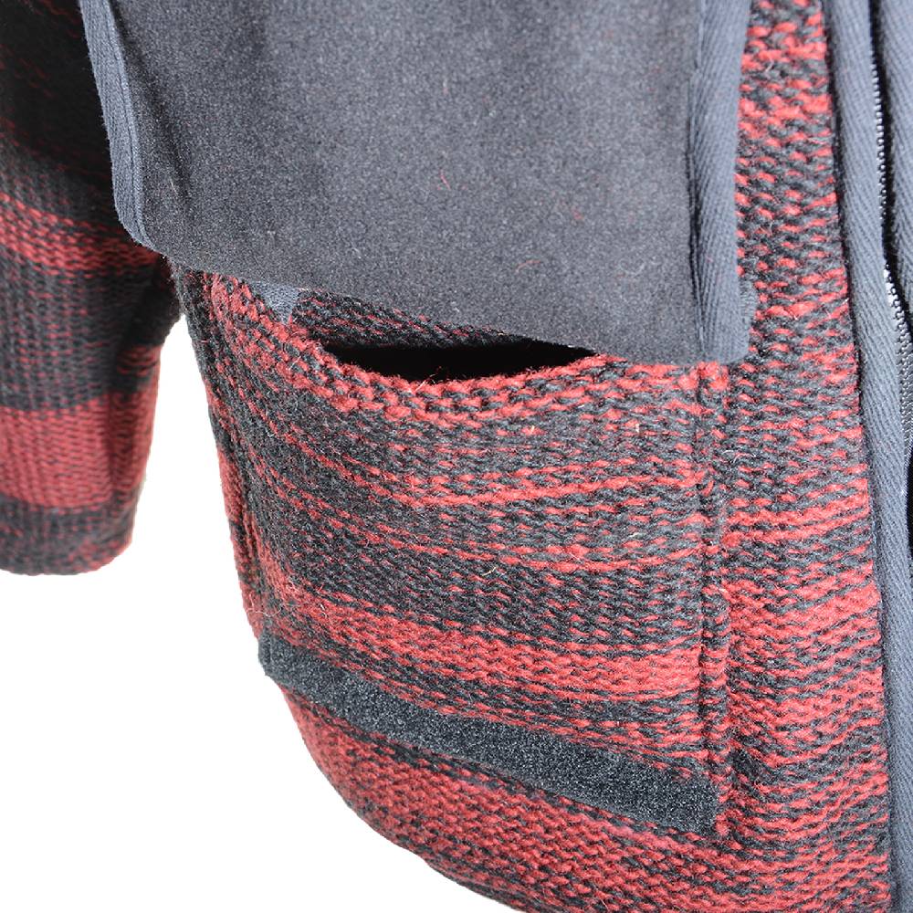 Kunst Und Magie Damen Wolljacke Hippie Goa Strickjacke mit Fleecefutter und Kapuze Schwarz/Rot Cyber Monday