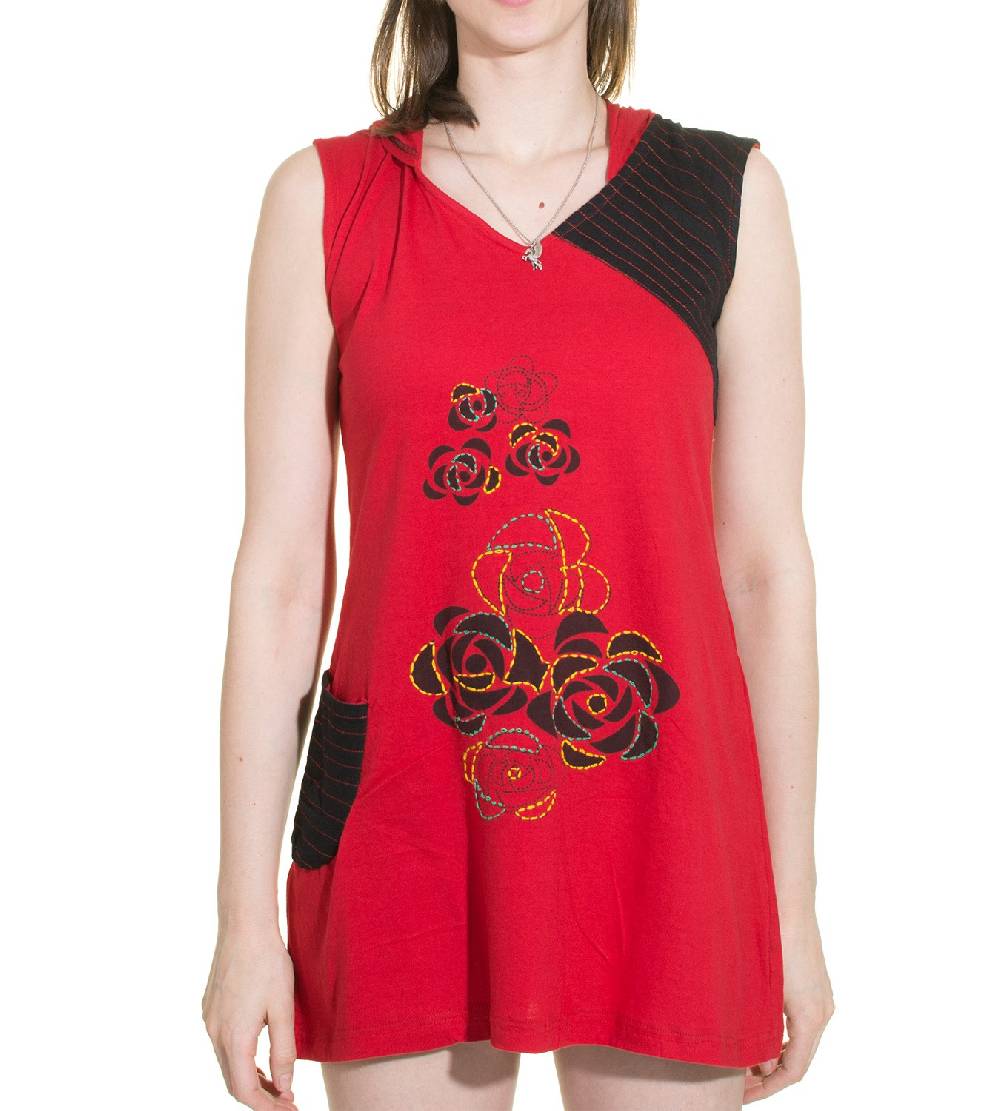 Kunst Und Magie Minikleid Longshirt Tunika Hippie Sommerkleid mit Zipfelkapuze Heißer Verkauf