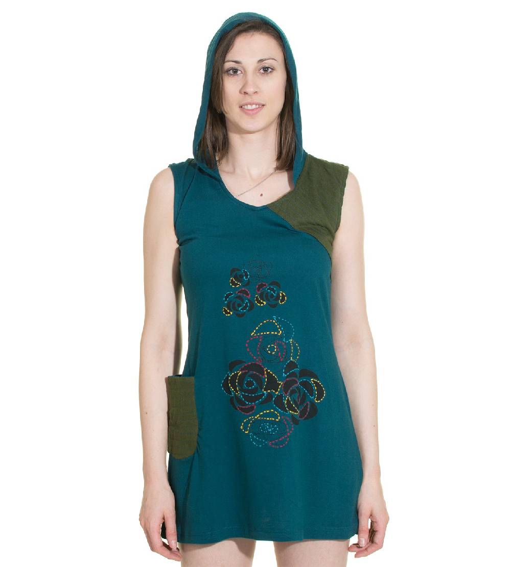 Kunst Und Magie Minikleid Longshirt Tunika Hippie Sommerkleid mit Zipfelkapuze Heißer Verkauf