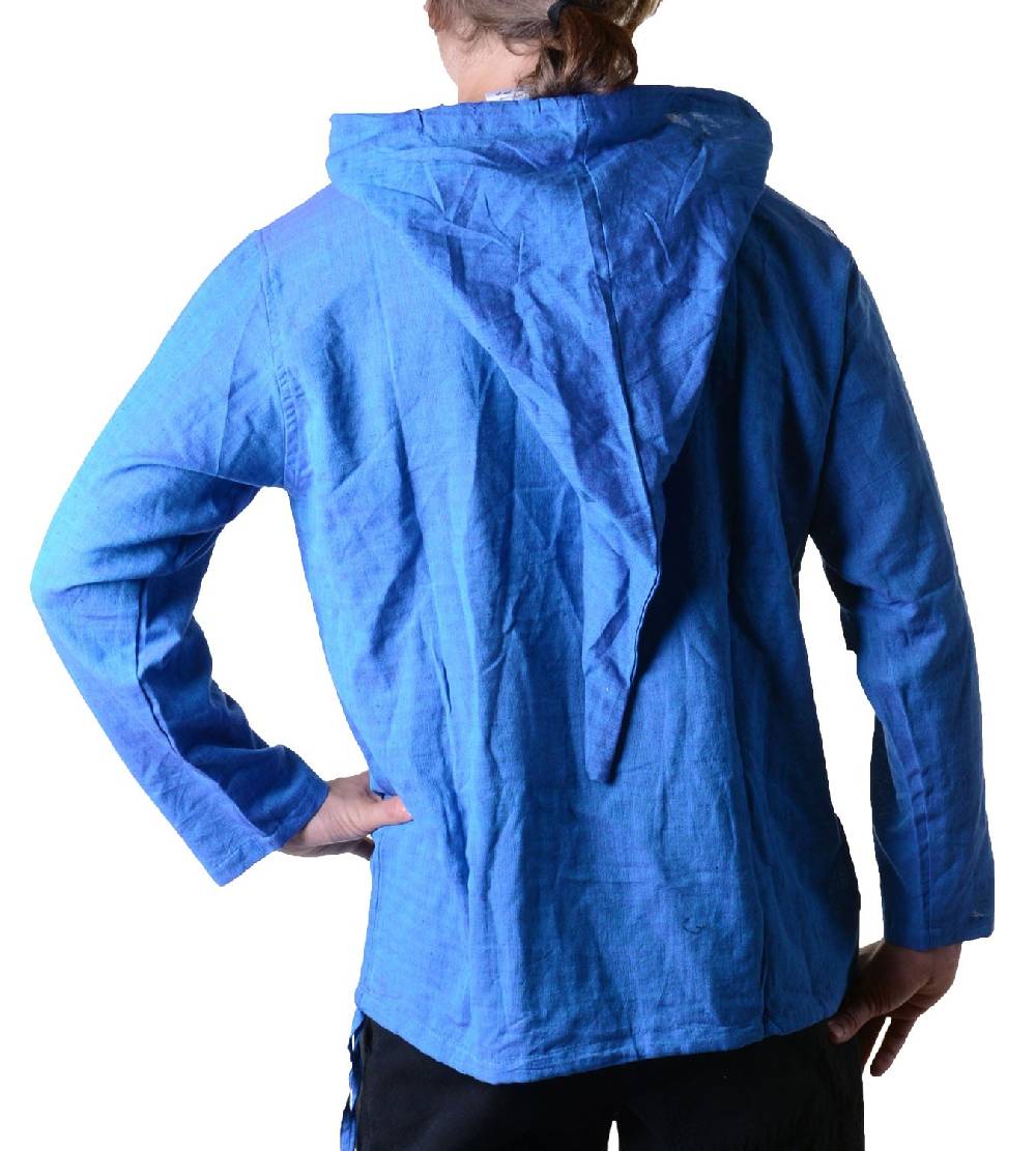 Kunst Und Magie Nepal Fischerhemd Kurtha Einfarbig Hemd Poncho Mittelalter mit Zipfelkapuze Online Outlet