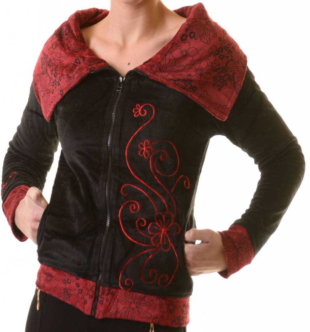 Kunst Und Magie Boho Ethno Jacke mit Rollkragen aus Samt Große Rabatte