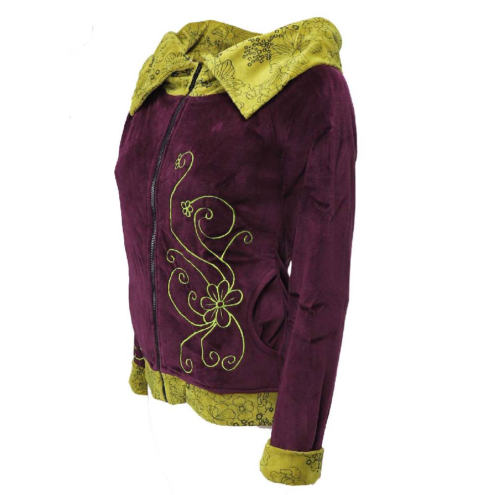 Kunst Und Magie Boho Ethno Jacke mit Rollkragen aus Samt Große Rabatte