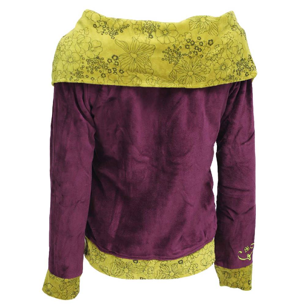 Kunst Und Magie Boho Ethno Jacke mit Rollkragen aus Samt Große Rabatte