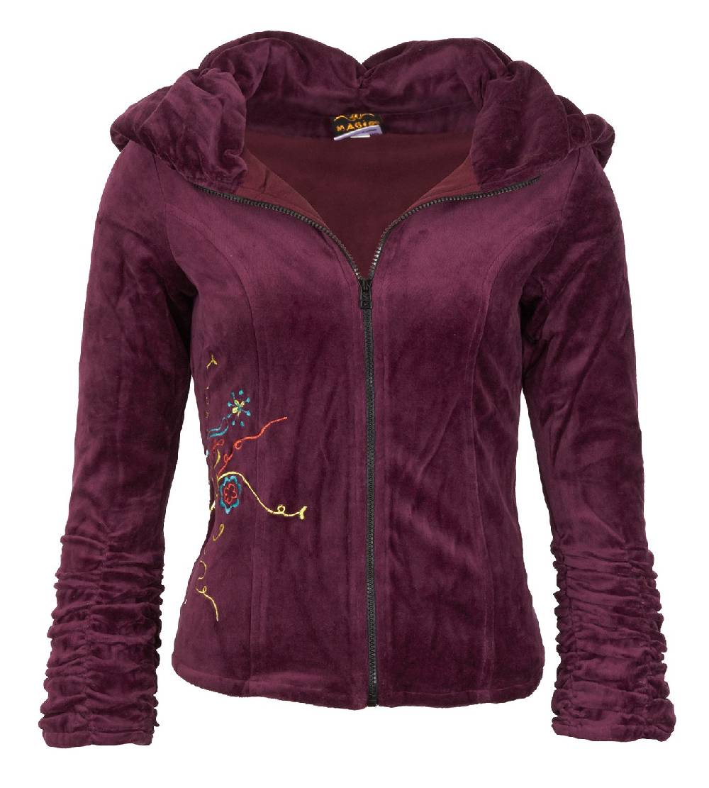 Kunst Und Magie Boho Ethno Jacke mit Rollkragen aus Samt Räumungsverkauf