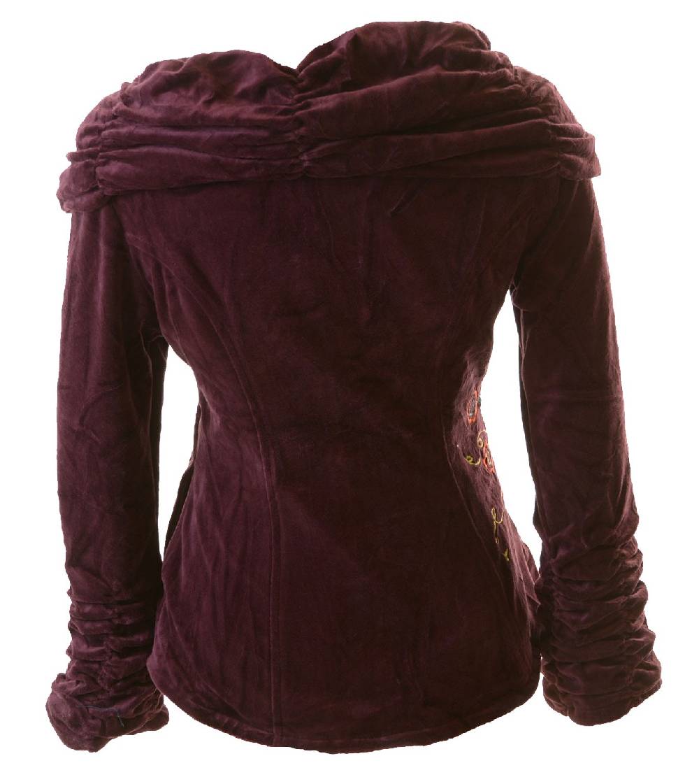 Kunst Und Magie Boho Ethno Jacke mit Rollkragen aus Samt Räumungsverkauf