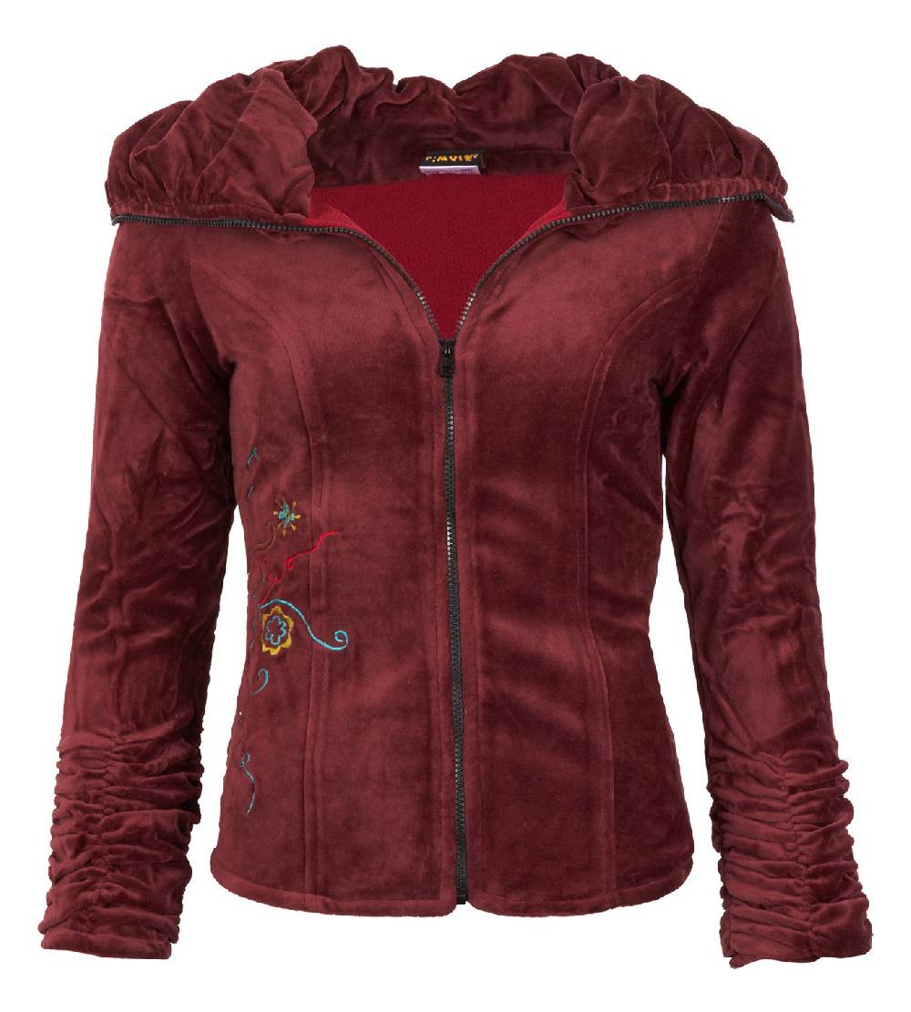 Kunst Und Magie Boho Ethno Jacke mit Rollkragen aus Samt Räumungsverkauf