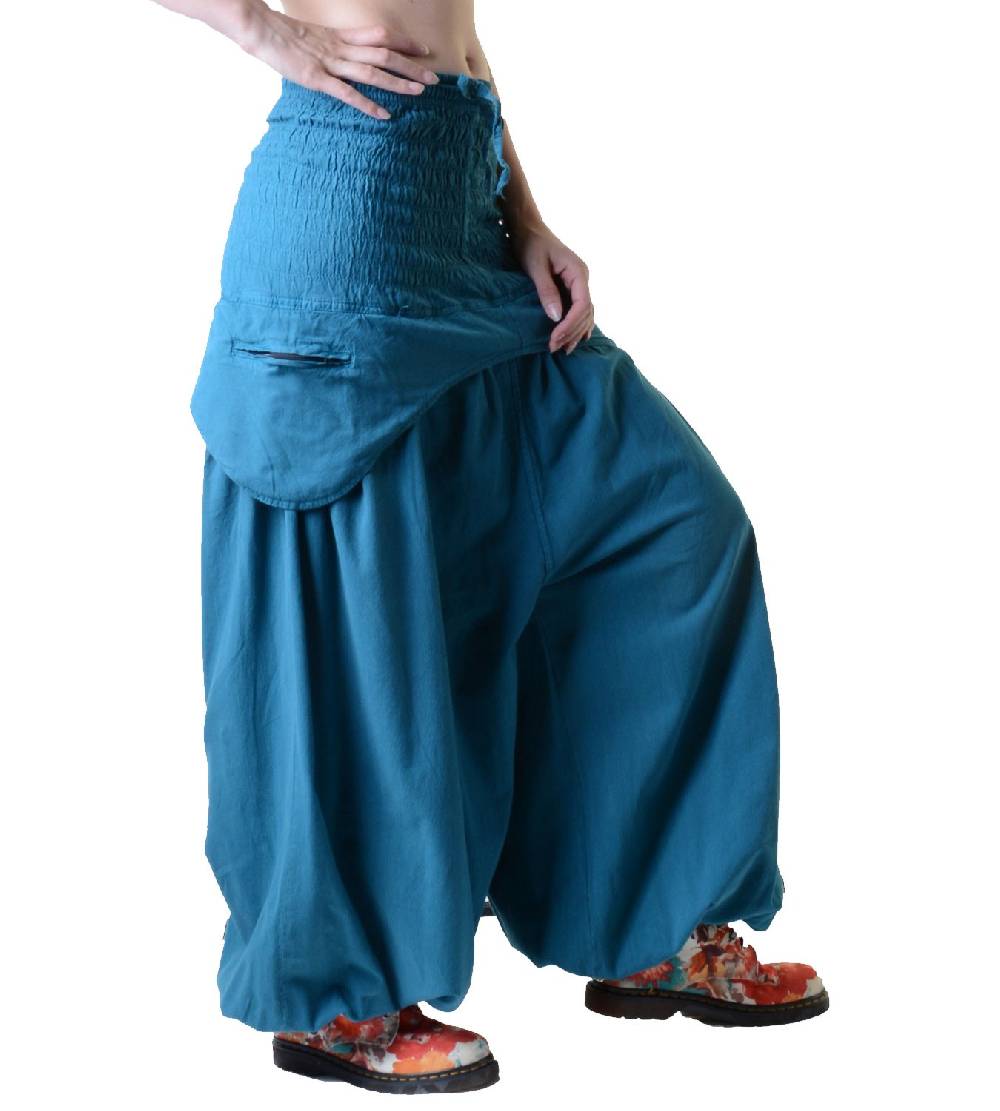 Kunst Und Magie Damen Hose Haremshose praktische Schürzentaschen Unifarben Vintage Boho Ibiza Letzter Tag