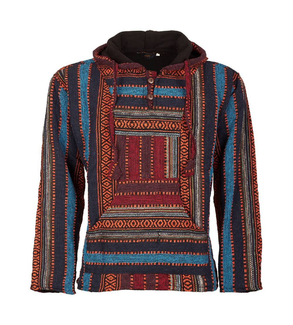 Kunst Und Magie Kunst und Magie Nepal Baja Jerga Sweatshirt Poncho mit Fleecefutter Kapuze Bis zu 50% Rabatt