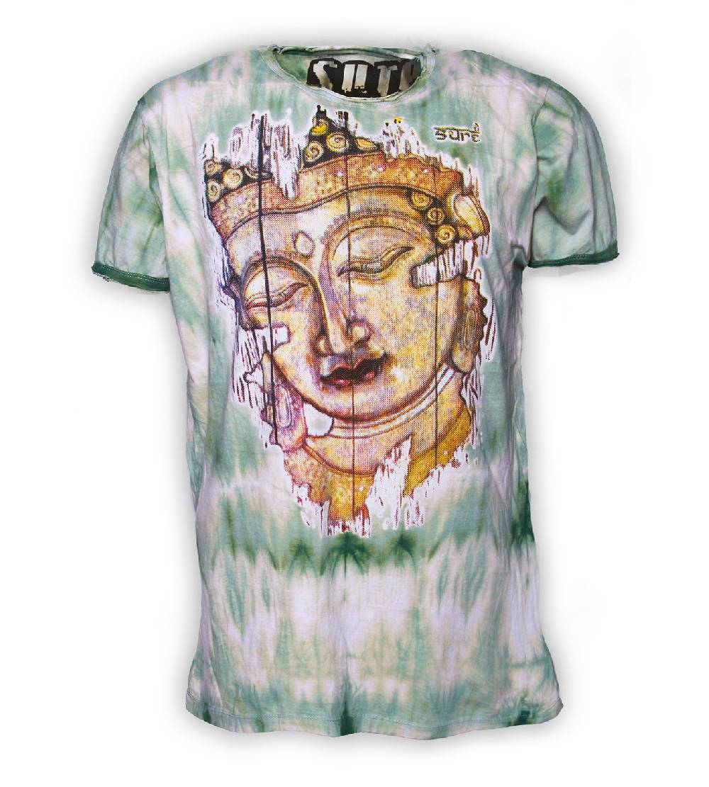 Kunst Und Magie Buntes Sure 70er Retro T-Shirt Buddha im Hippie Batik Look 50% Rabatt für begrenzte Zeit