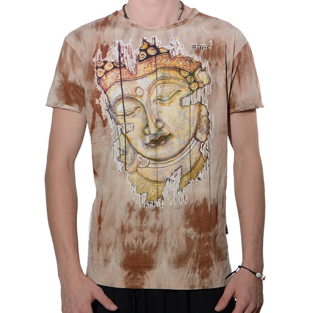 Kunst Und Magie Buntes Sure 70er Retro T-Shirt Buddha im Hippie Batik Look 50% Rabatt für begrenzte Zeit
