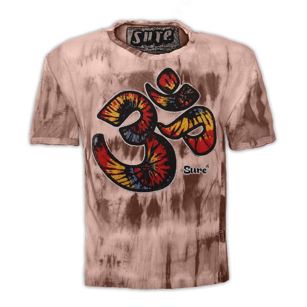 Kunst Und Magie Kunst und Magie Sure Herren Buntes 70er Retro Hippie T-Shirt OM im Batiklook Auslauf