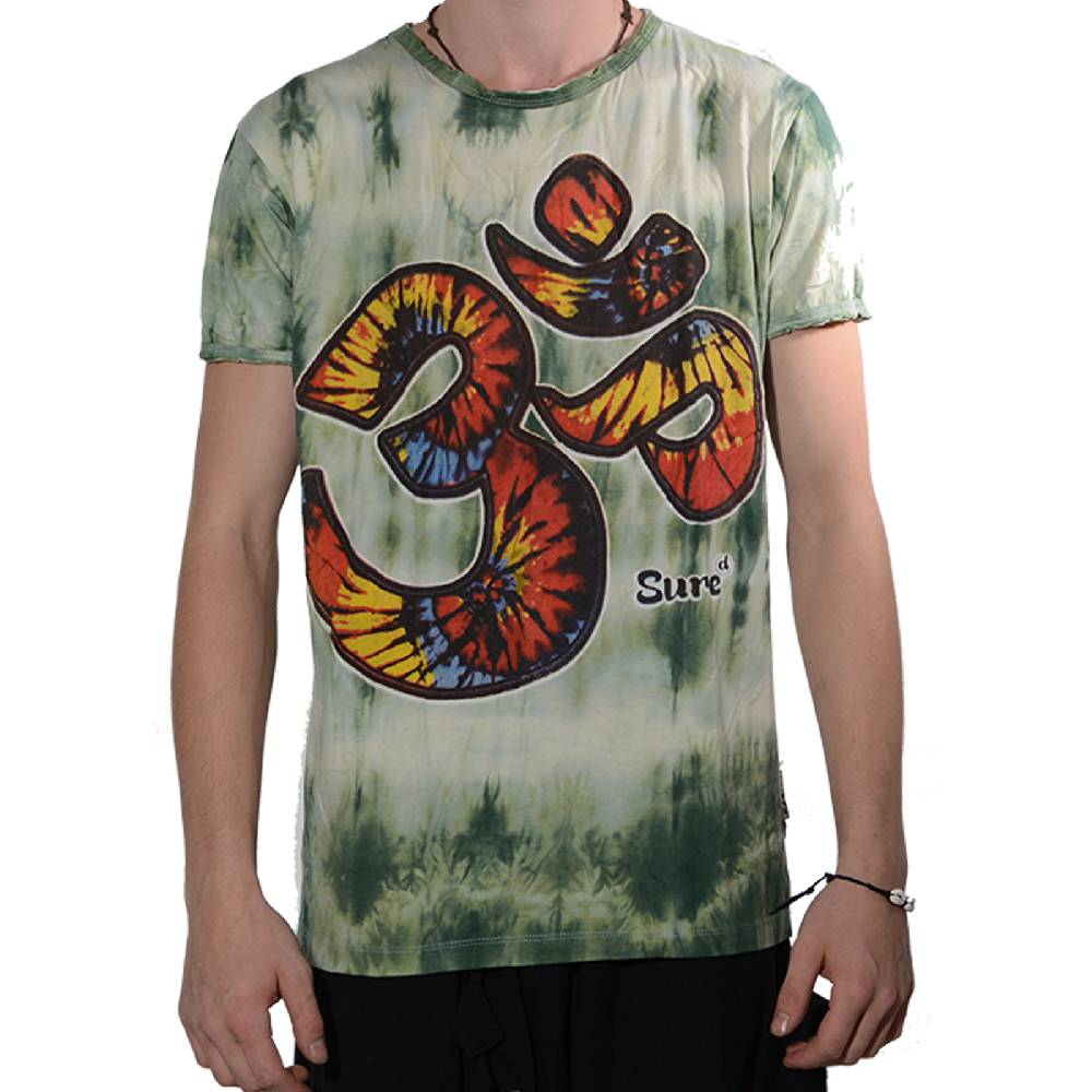 Kunst Und Magie Kunst und Magie Sure Herren Buntes 70er Retro Hippie T-Shirt OM im Batiklook Auslauf