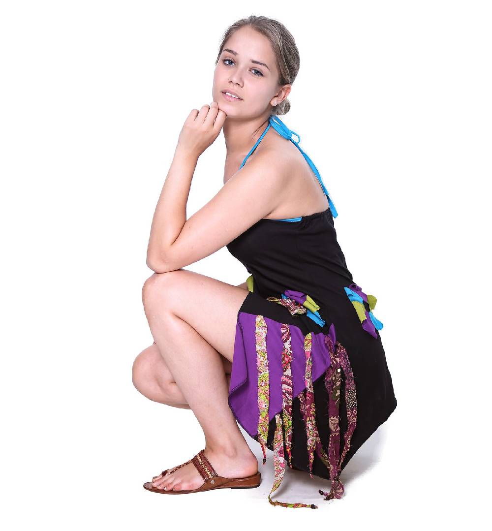 Kunst Und Magie Kunst und Magie Freches Minikleid Longshirt Tunika Hippie Boho Trägerkleid im Angebot